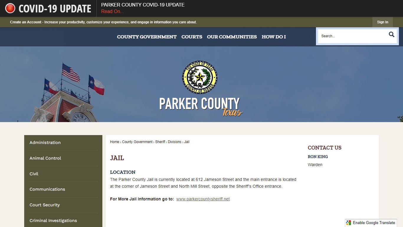 Jail | Parker County, TX - Official Website